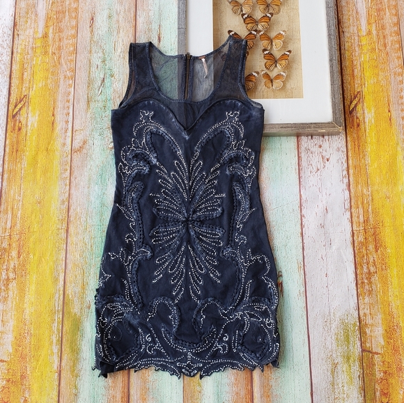 Free People Dresses & Skirts - Free People Ice Ice Baby' Embellished Denim Dress